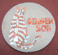 Sitting cat mosaic orange and white